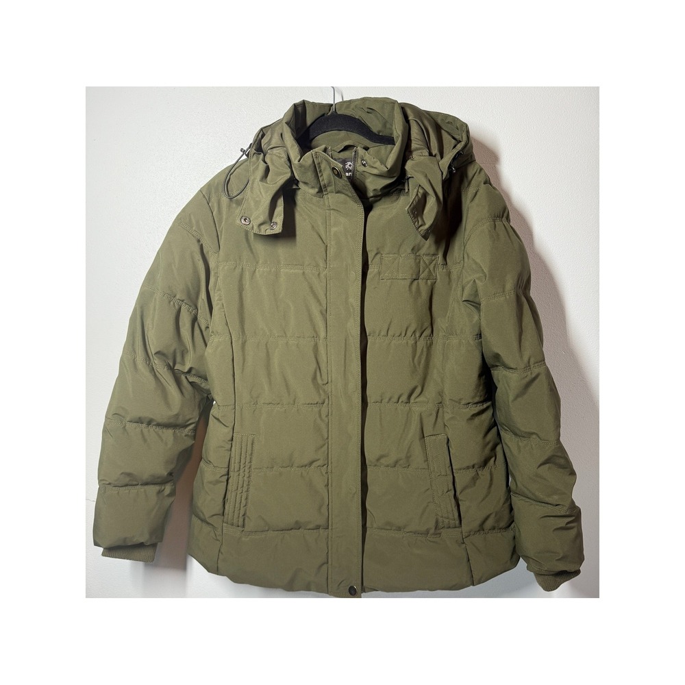 Wantdo Womens Puffer Jacket XL Green Hooded Quilted Full Zip Insulated